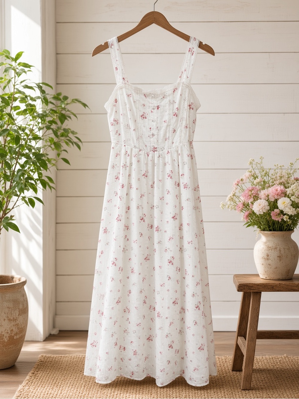 Floral Stripe Clip Dot Sleeveless Maxi Dress